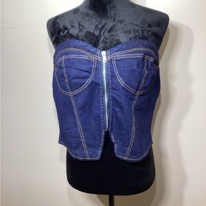 SHEIN 2X Denim Zipper Bustier